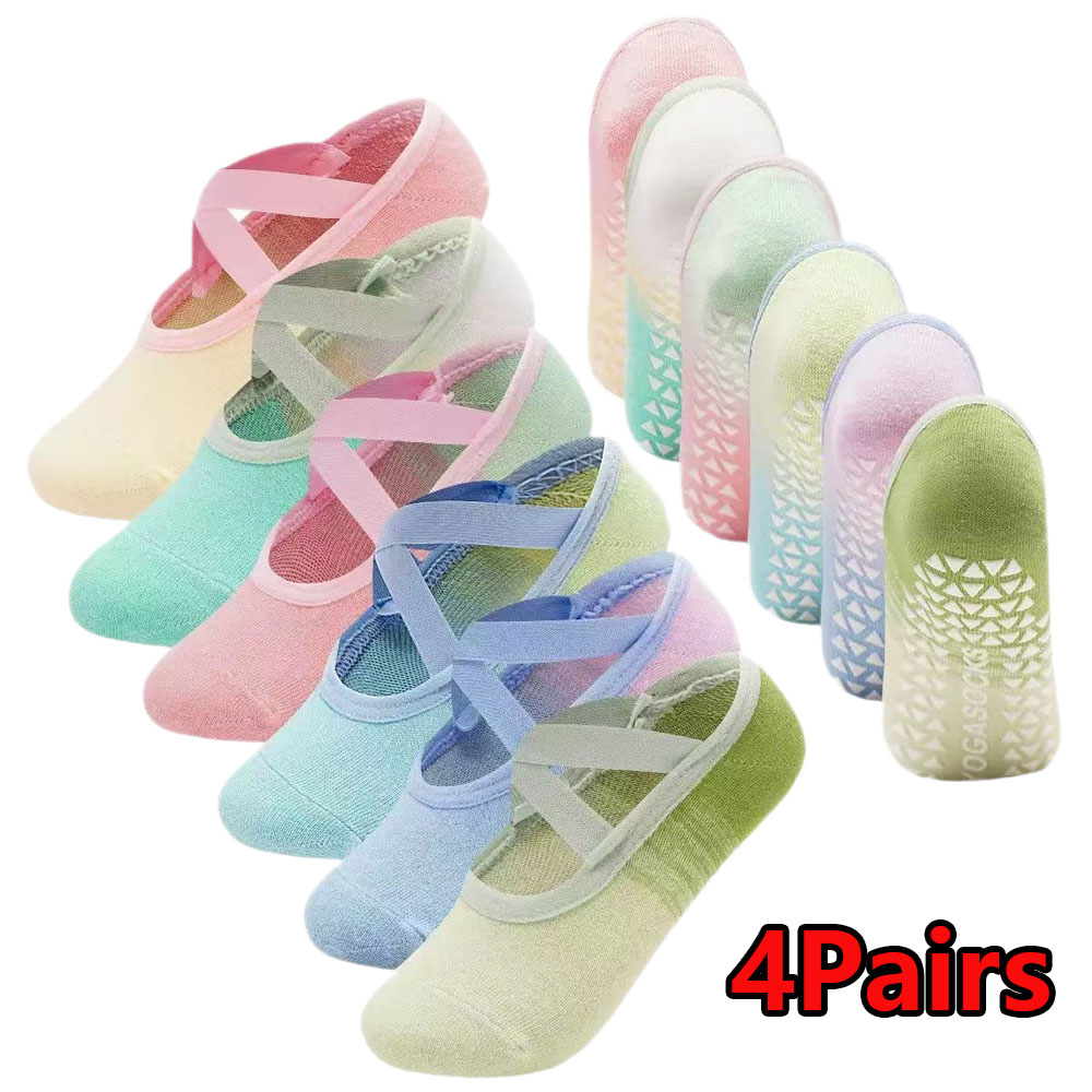 Pilates Yoga Hose - 4 Pairs Gradient Yoga Socks for