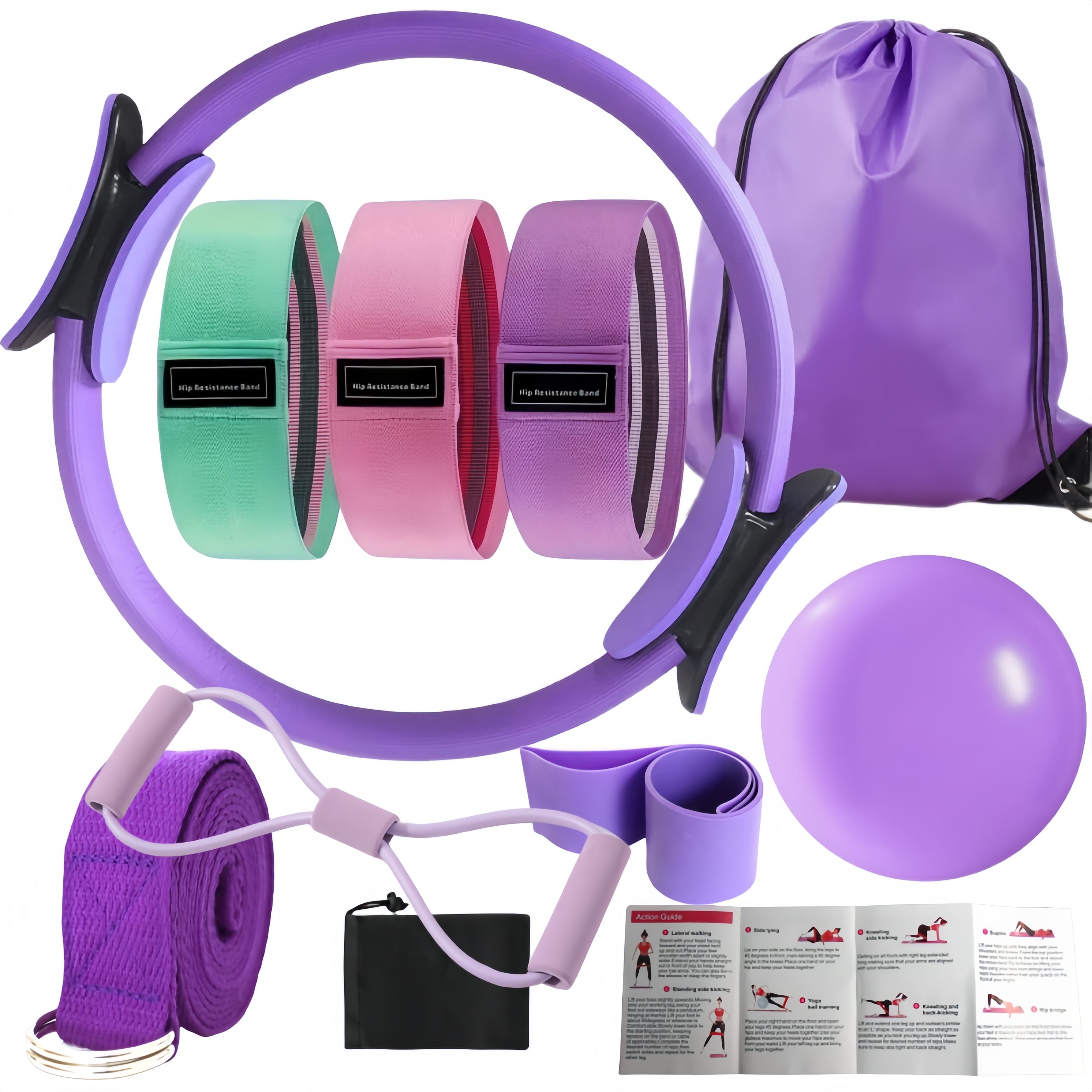 Pilates Yoga Kit - 10-Piece Pilates Loops Yoga Kit, Stretch