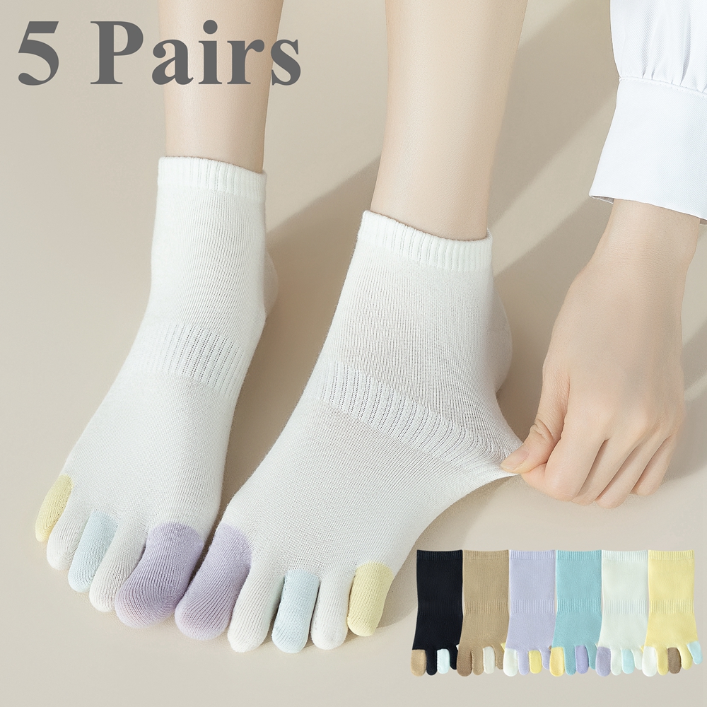 Pilates Yoga Hose - 5 Pairs Anti-slip Toe Socks Women