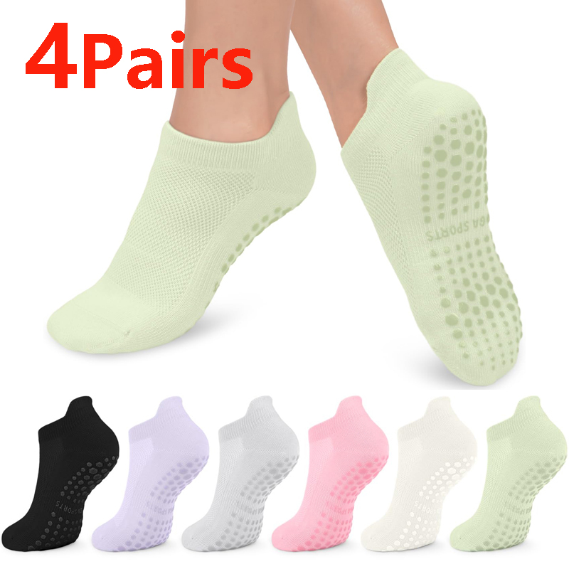 Pilates Yoga Hose - 4 Pairs Non Slip Yoga Socks
