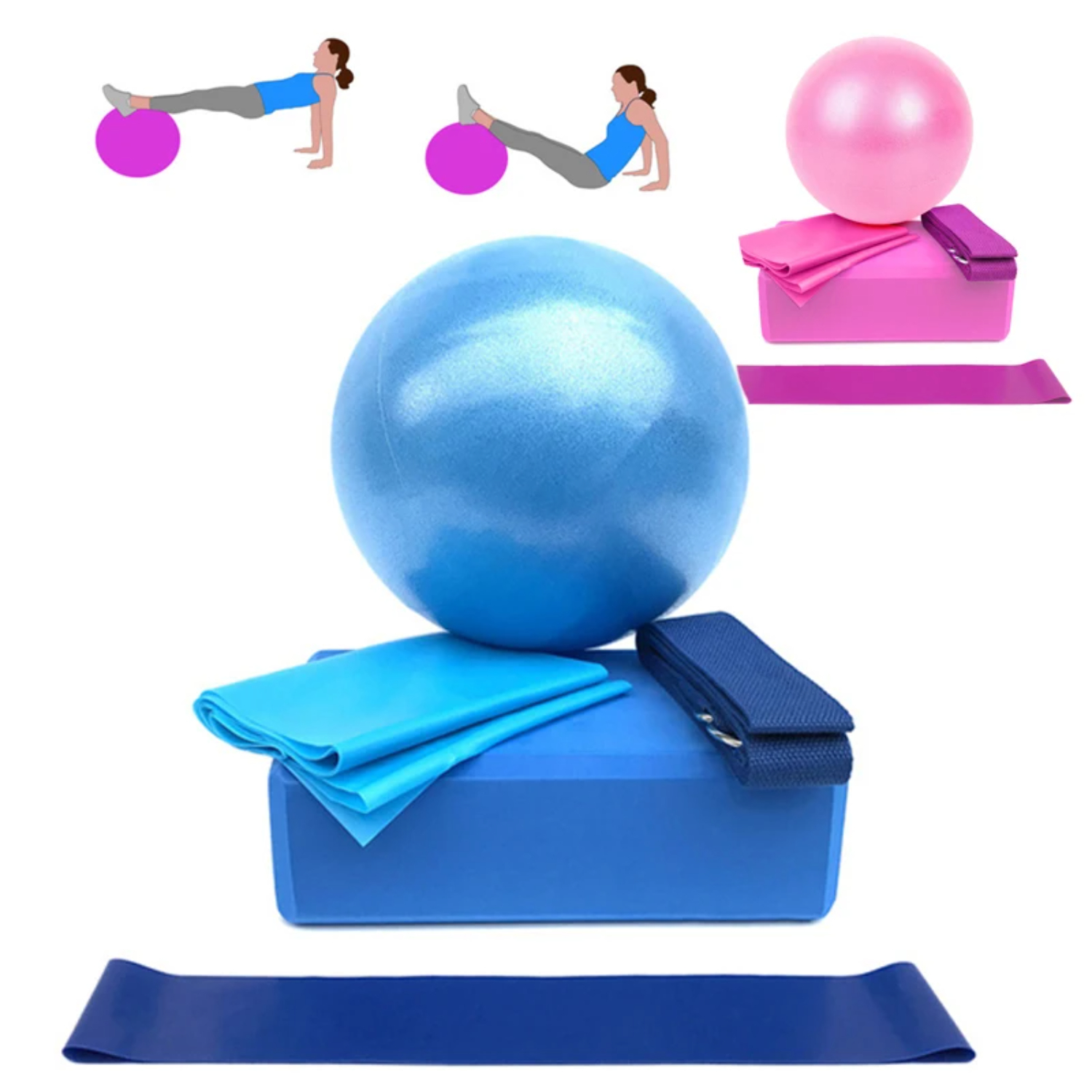 5Pcs Yoga Ball Kits And Sets   - огляд і ціна Pilates Yoga Block Exercises