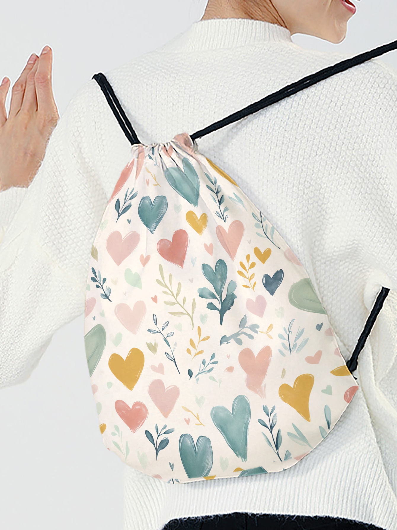 Heart Print Drawstring Backpac - огляд і ціна Pilates Yoga Bag