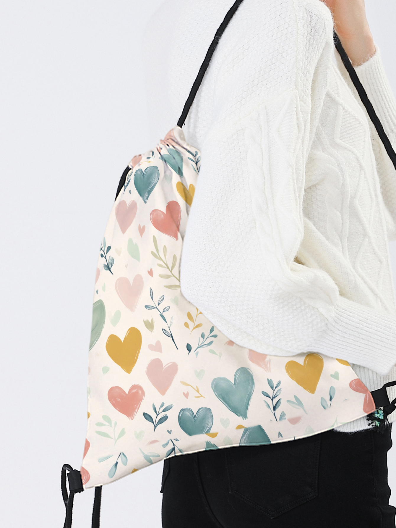 Heart Print Drawstring Backpac - огляд і ціна Pilates Yoga Bag